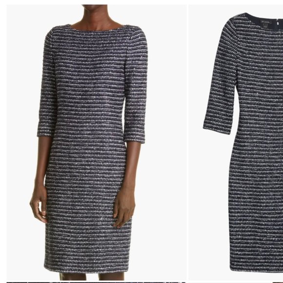 ST. JOHN COLLECTION INLAID SEQUIN TWEED BOUCLE KNIT SHEATH DRESS sz 4 - Picture 3 of 5